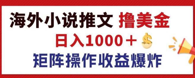 最新海外小说推文撸美金，日入1k+ 蓝海市场，矩阵放大收益爆炸 - 创业宝库：赚钱源码、精品项目、创业机会、软件教程、网络营销指南-创业宝库：赚钱源码、精品项目、创业机会、软件教程、网络营销指南