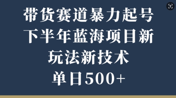 带货赛道暴力起号，下半年蓝海项目，新玩法新技术，单日500+ - 创业宝库：赚钱源码、精品项目、创业机会、软件教程、网络营销指南-创业宝库：赚钱源码、精品项目、创业机会、软件教程、网络营销指南