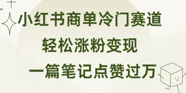 小红书商单冷门赛道 一篇笔记点赞过万 轻松涨粉变现 - 创业宝库：赚钱源码、精品项目、创业机会、软件教程、网络营销指南-创业宝库：赚钱源码、精品项目、创业机会、软件教程、网络营销指南